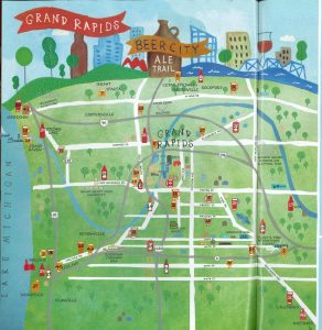 Image of map of the Grand Rapids Beer City Ale Trail