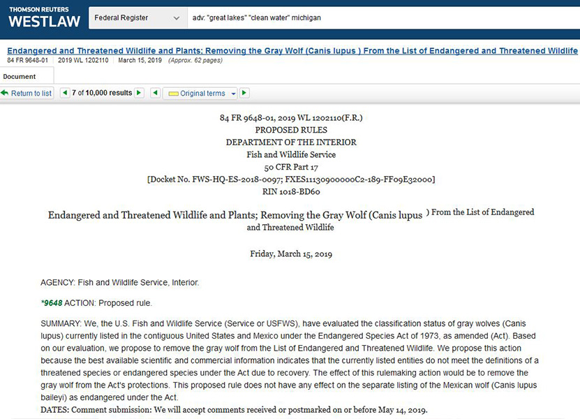 Proposed rule removing the grey wolf from the Endangered Species List