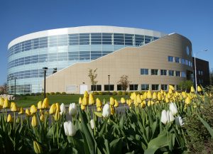 CMU Libraries in springtime